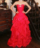 Stunning Prom Dress Red Sweetheart Pleated Gala Gown Fomal Evening Dress Graduation Dress HZ0427