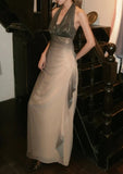 Beauty Prom Dress Ombre Halter Ruffle Gala Gown Fomal Evening Dress Graduation Dress HZ0427