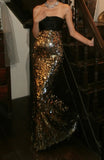 Stunning Prom Dress Strapless Sequins Mermaid Gala Gown Fomal Evening Dress 18th Birthday Party Dress HZ0427