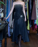 Fashion Prom Dress A Line Strapless Pleated Gala Gown Fomal Evening Dress Graduation Dress HZ0427
