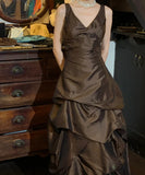 Pretty Prom Dress V-neck Pleated Gala Gown Fomal Evening Dress Birthday Party Dress HZ0427