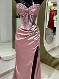 Modest Mermaid Sweetheart Pink Split Prom Dresses Inspo For Teens Formal Dress Party Outfits Prom Gowns HZ0311
