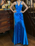Stunning Prom Dress Royal Blue V-neck Pleated Mermaid Gala Gown Formal Evening Dress 18th Birthday Party Dress HZ0427