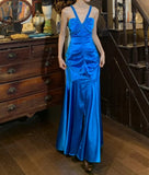 Stunning Prom Dress Royal Blue V-neck Pleated Mermaid Gala Gown Formal Evening Dress 18th Birthday Party Dress HZ0427