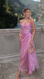 Sexy Mermaid Strapless With Slit Ruffles Long Prom Dresses For High School People Girls Formal Evening Party Gown HZ0311