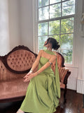 Modest A Line Strapless Satin Sage Green Prom Dresses Inspo Simple Long Prom Gowns With Scarf HZ0311