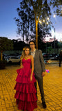 Graceful Ball Gown Sweetheart Hot Pink Sleeveless Pleated Prom Dress Formal Evening Dress Party Gowns HZ0311
