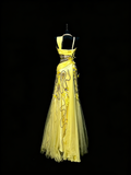 Modest Mermaid Sweetheart Yellow Chiffon With Beaded Bodice College Formal Outfit Long Prom Graduation Dresses For Teens HZ0311