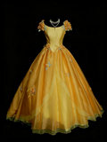 Cute Ball Gown Yellow Sweet 16 Dresses Quinceanera Dress With 3D Flowers Long 15 Vestidos De Fiesta HZ0311