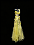Modest Mermaid Sweetheart Yellow Chiffon With Beaded Bodice College Formal Outfit Long Prom Graduation Dresses For Teens HZ0311