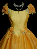 Cute Ball Gown Yellow Sweet 16 Dresses Quinceanera Dress With 3D Flowers Long 15 Vestidos De Fiesta HZ0311
