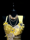 Modest Mermaid Sweetheart Yellow Chiffon With Beaded Bodice College Formal Outfit Long Prom Graduation Dresses For Teens HZ0311