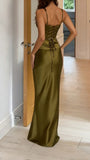 Simple Prom Dresses, Satin Party Dress, Bodycon Senior School Event Dress Formal Gown HZ0311