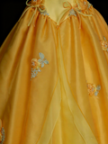 Cute Ball Gown Yellow Sweet 16 Dresses Quinceanera Dress With 3D Flowers Long 15 Vestidos De Fiesta HZ0311