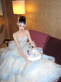 Princess Wedding Dresses Ball Gown Strapless Light Blue Tulle Pleated Brides Dress Style For Brides Fitted Long Bridal Gowns HZ0311