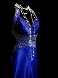 Vintage Mermaid Sweetheart Backless Royal Blue Senior 80s Prom Dresses High School Long Formal Dress HZ0311