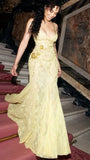 Elegant Mermaid Spaghetti Straps Yellow Lace Evening For Women Party Dresses Long Formal Prom Dress 18th Birthday Gown HZ0311