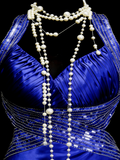 Vintage Mermaid Sweetheart Backless Royal Blue Senior 80s Prom Dresses High School Long Formal Dress HZ0311