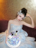 Princess Wedding Dresses Ball Gown Strapless Light Blue Tulle Pleated Brides Dress Style For Brides Fitted Long Bridal Gowns HZ0311