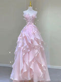 Pink princess evening dress, fairy party dress, girl¡¯s birthday flower dress, Sweet 16 Prom Dresses HZ0311