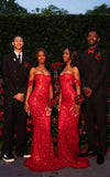 Sparkly Prom Dresses Off The Shoulder Red Sequins Senior Fashion Long Prom Dresses Party Gowns HZ0311