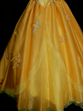 Cute Ball Gown Yellow Sweet 16 Dresses Quinceanera Dress With 3D Flowers Long 15 Vestidos De Fiesta HZ0311