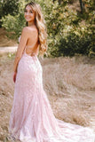 Elegant Sheath-Column Floor Length Tulle Backless Long Prom Dress Party Dresses Online HZ0311