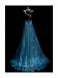 Modest A line One Shoulder Blue College Formal Outfit Long Prom Graduation Dresses For Teens HZ0311