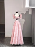 Cute A line Sweetheart Pink Lace Senior Prom Dresses High School Long Formal Dress HZ0311