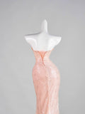 Classy Mermaid Pink Strapless Sequin Sleeveless Senior Prom dresses High School Formal Dress HZ0311