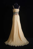 Retro A Line Spaghetti Straps Yellow Chiffon 90s Long Prom Dresses Inspo 18th Birthday Outfits Formal Dress HZ0311