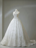 Classic Ball Gown High Neck Wedding Dresses Crystal Beading Sequin White Brides Dress Summer Bridal Gowns HZ0311