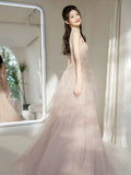 Cute Ball Gown Deep V Neck Pink Sequin Long Prom Dresses Impress 19th Birthday Outfits Prom Gown HZ0311