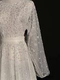 Classic A line Wedding Dresses Scoop Neck Sequin White With Long Sleeves Brides Dress Sequin Bridal Gowns HZ0311