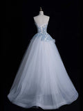 Elegnt Ball Gown Sweetheart Light Sky Blue Tulle Long Prom Dress Fashion Aesthetic High School Formal Dresses Party Outfits Gown HZ0311