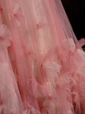 Classy Mermaid Halter Tulle Pink College Formal Outfit Long Prom Dress Graduation Dresses HZ0311