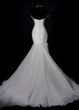Plain Wedding Dresses Mermaid Strapless Ivory Sleeveless Brides Dress Fitted Bridal Gowns HZ0311