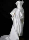 Plain Wedding Dresses Sheath Sweetheart Satin Pleated Brides Dress Fitted Long Bridal Gowns HZ0311