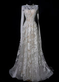 Luxurious Wedding Dresses A line Scoop Neck With Lace Brides Dress Fitted Bridal Gowns HZ0311