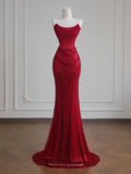 Sparkly Mermaid Sweetheart Red Sequined Formal Evening Dress Gowns Long Prom Dresses HZ0311