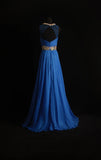 Retro A line Scoop Neckline Royal Blue Chiffon 2000s Long Prom Dresses Inspo 19th Birthday Outfits Formal Dress HZ0311