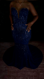 Classy Mermaid Sweetheart Silver Gray Sequins Prom Dresses Party Dress Long Evening Dresses HZ0311