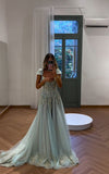 Fairy-tale A Line Exquisite Beaded Tulle Prom Dress Wedding Guest Dress Dinner Outfits Party Gowns HZ0311
