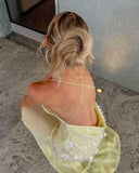 Elegant Mermaid Spaghetti Straps Yellow Sequin With Backless Long Formal Prom Evening Dress Dinner Outfits Party Gowns HZ0311