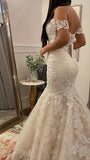 Simple Mermaid Off The Shoulder White Fitted Corset Long Wedding Dress Bride Gowns Wedding Dresses HZ0311