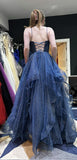 Unique Ball Gown Spaghetti Straps Tulle Layers Long Prom Dresses Formal Inspo Evening Dress HZ0311