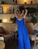 Unique Sheath Spaghetti Straps Chiffon Layers Long Prom Dresses Evening Dress HZ0311