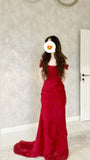 Stunning Mermaid Off The Shoulder Red Pleated Prom Dresses Inspiration Prom Dress Princess Graduation Dress HZ0311