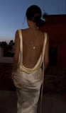 Cheap Mermaid V Neck Yellow Silky Satin Long Formal Fancy Prom Evening Dress Dinner Outfits Classy Party Gowns HZ0311