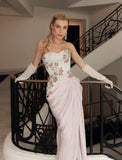 Beautiful Mermaid Sweetheart Pink With Gloves Sequin Long Prom Dresses Formal Gowns Inspo Evening Outfit HZ0311